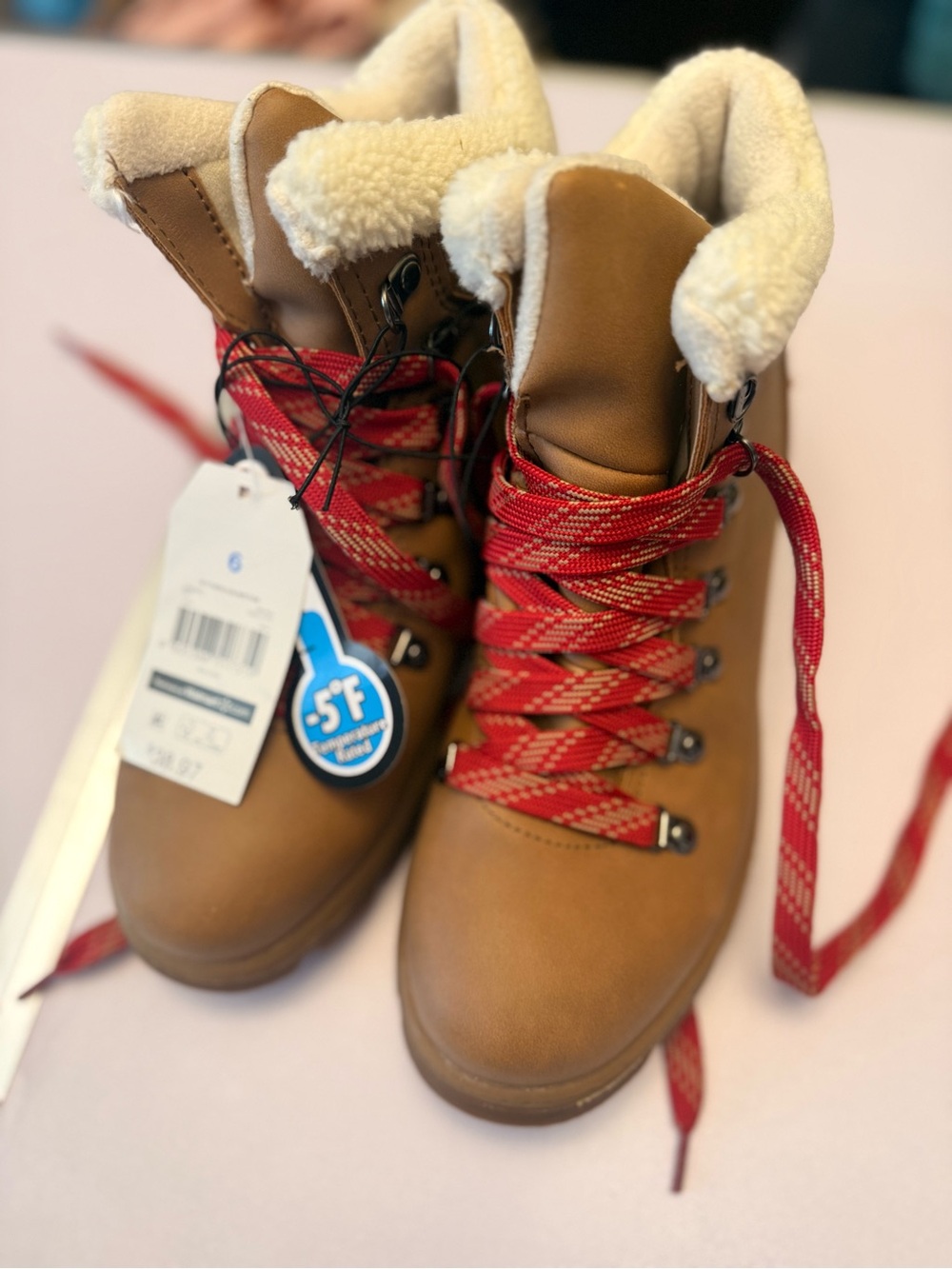 Women’s Brown Winter Boots with Red Laces